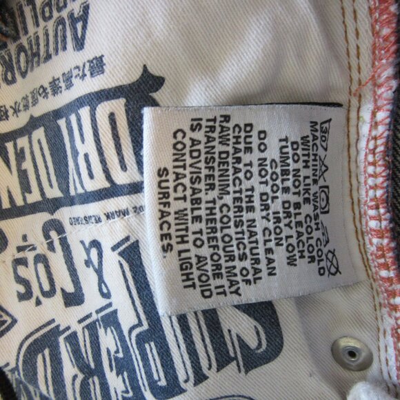 Superdry Distressed Officer Blue Denim Cotton Japan Spirit 30 Straight Jeans - Picture 10 of 11